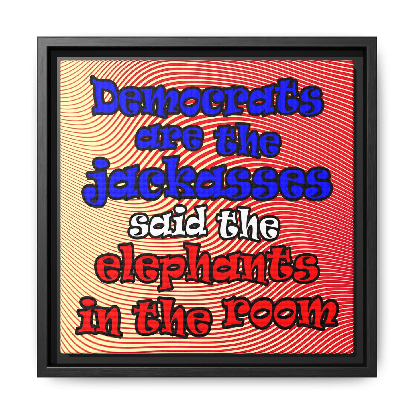 donkeys and elephants - framed canvas art (yellow-orange wave)