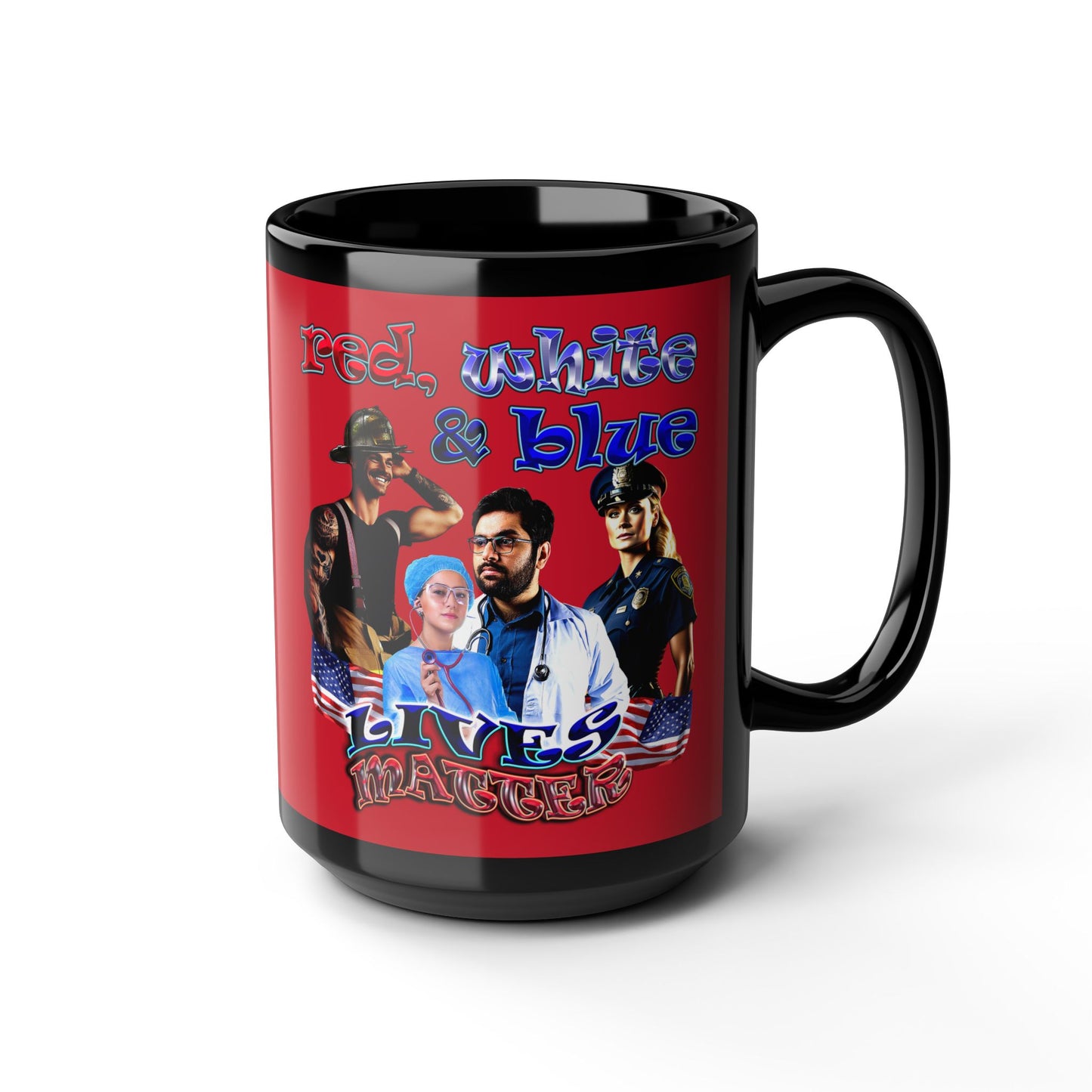 rw&b lives matter - Black Mug (dark red)