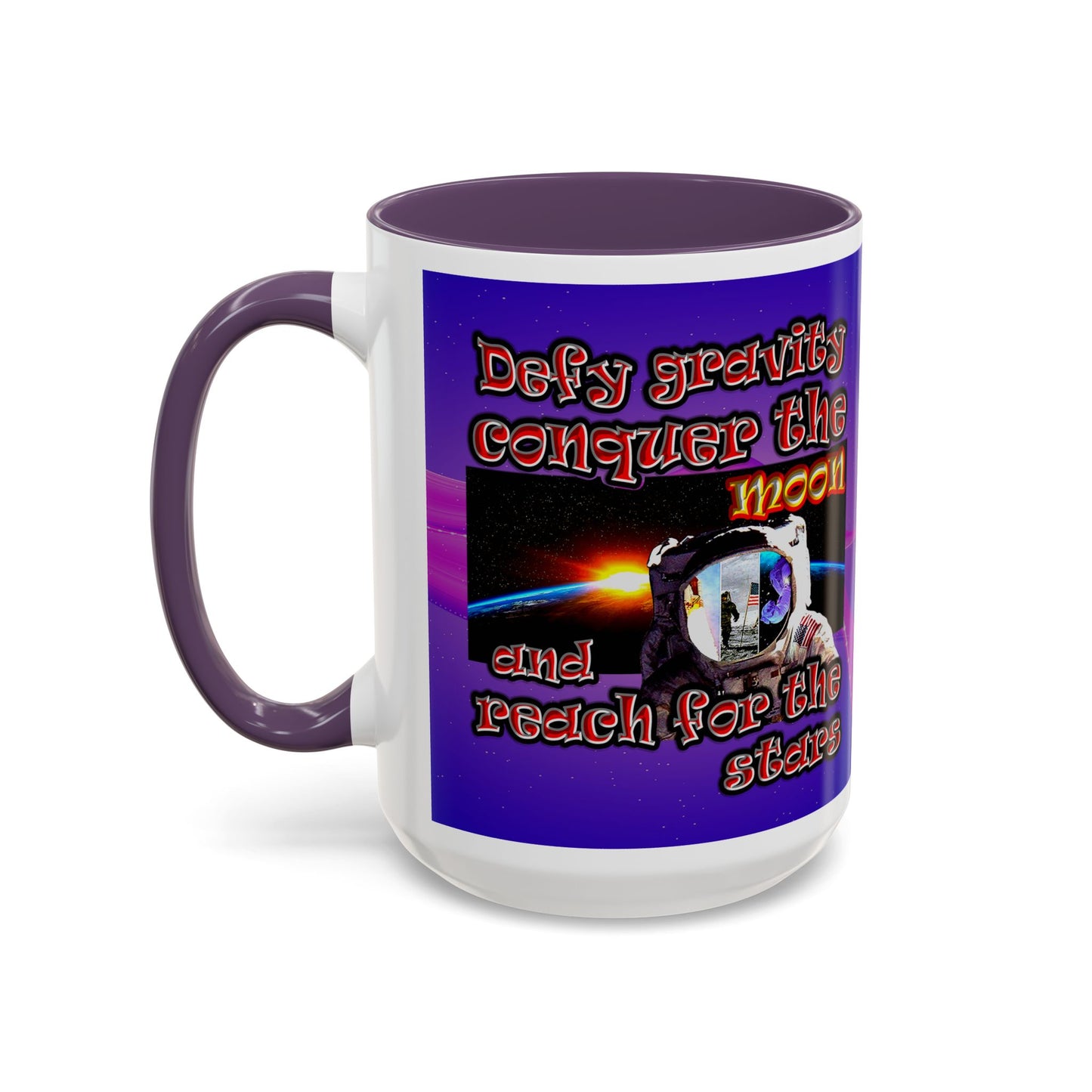 defy conquer reach - Accent Mug (purple-pink wave)