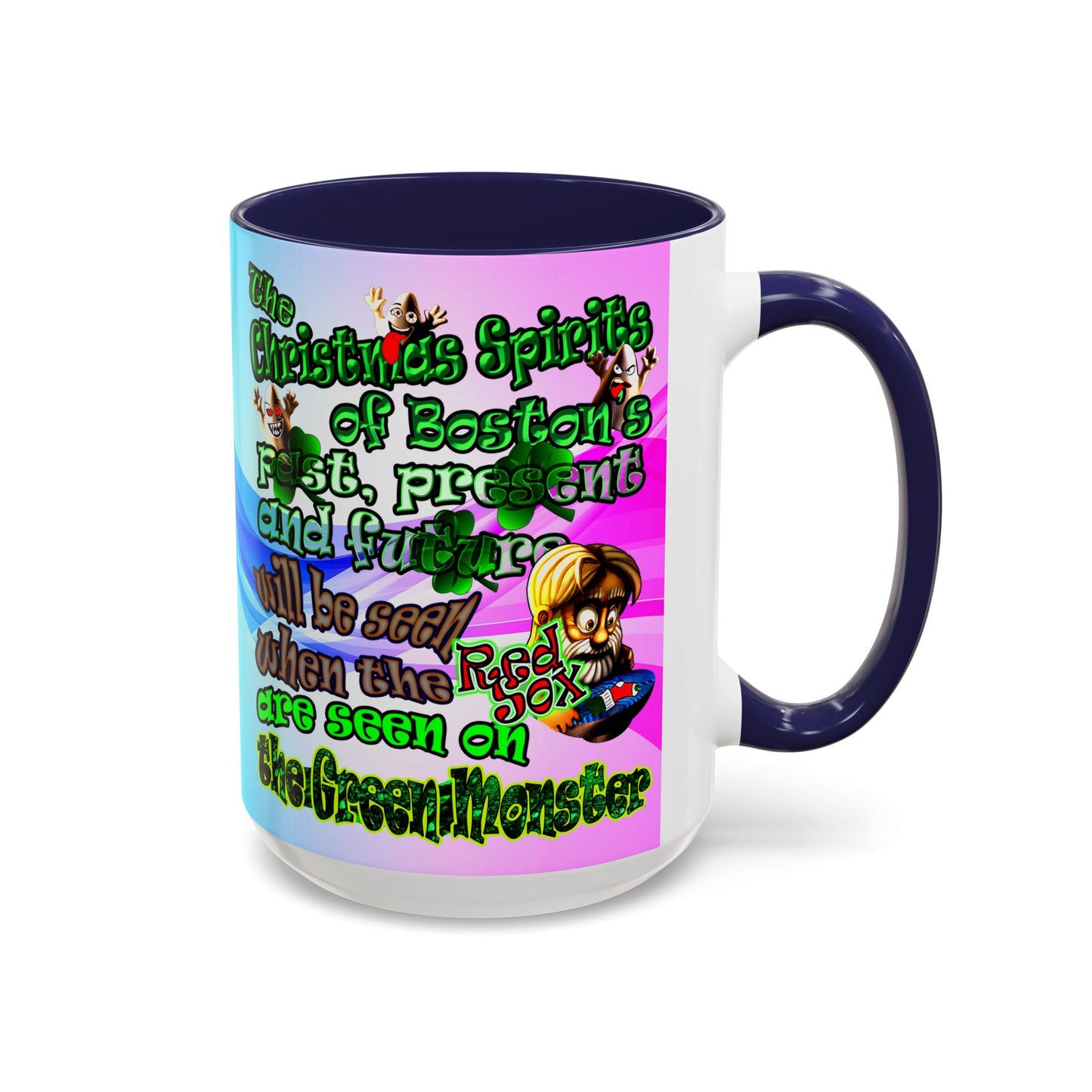 christmas spirits of boston - Accent Mug (light blue-pink wave)
