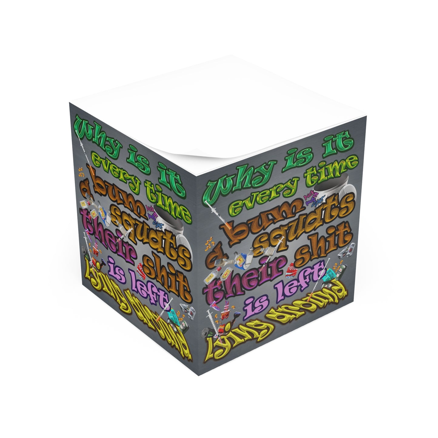 the bum's shit - note cube (grey-light grey)