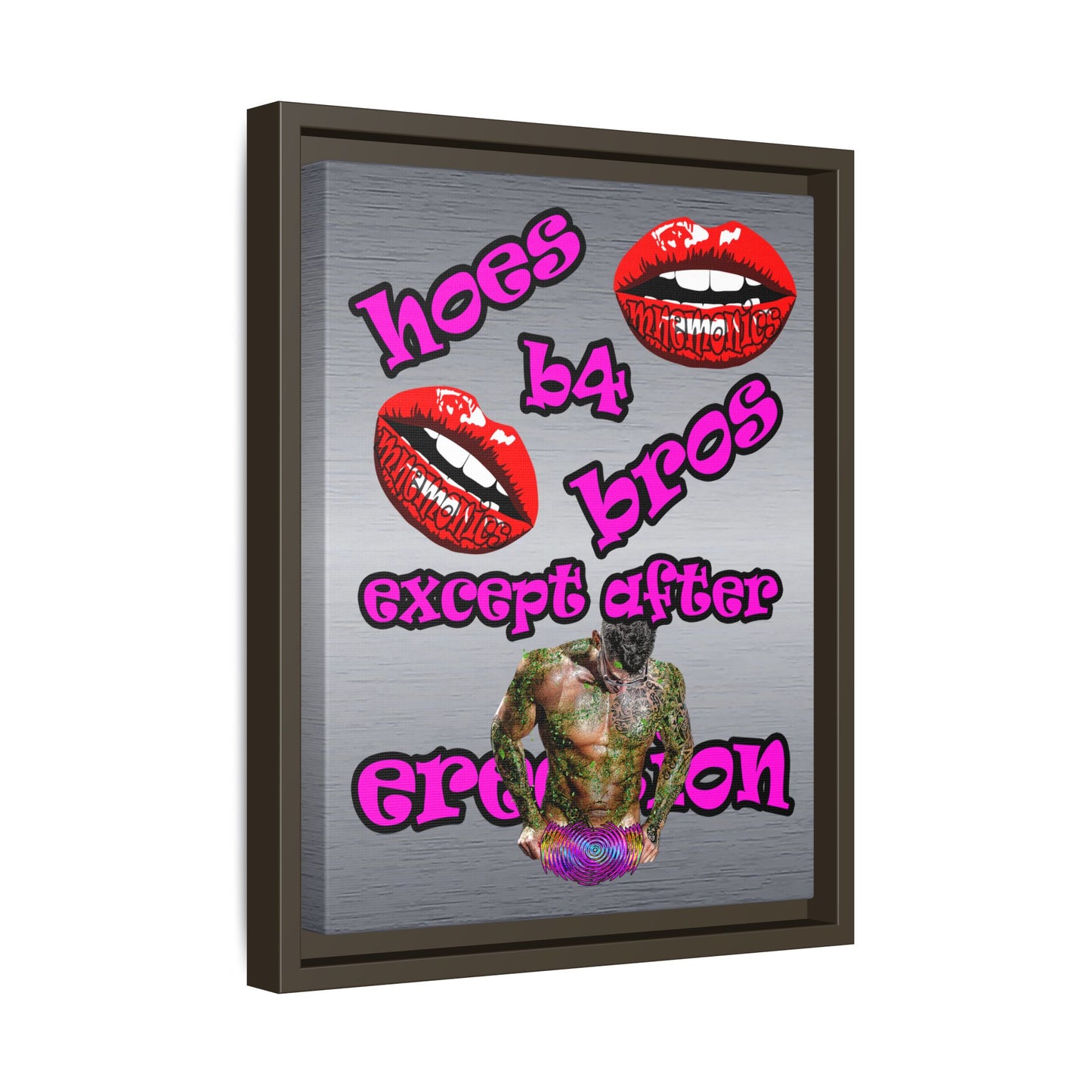 hoes b4 bros - framed canvas art (brushed nickel)