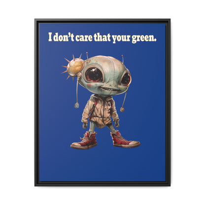 I don't care that your green - framed canvas art (dark blue)