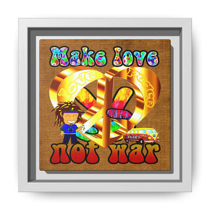 love peace - framed canvas art (brown papyrus)