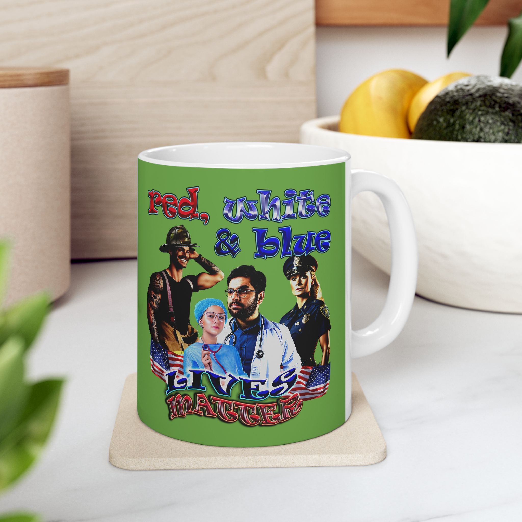 rw&b lives matter - White Mug (green)