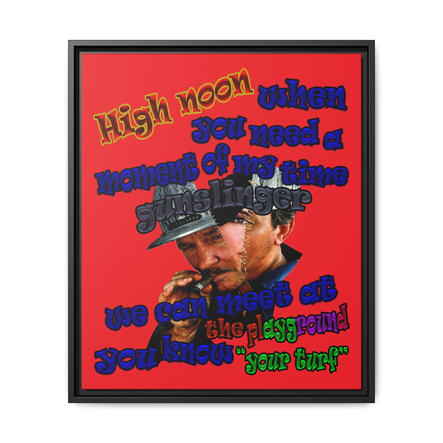 high noon - framed canvas art (red)
