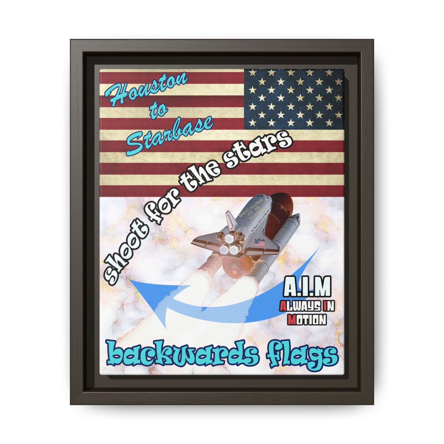 shoot for the stars - framed canvas art (white marble)