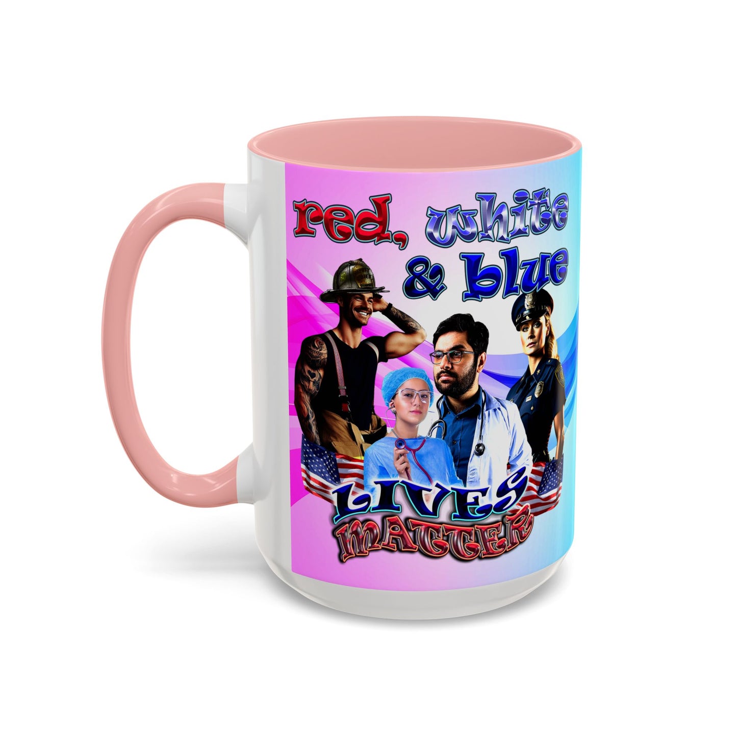 rw&b lives matter - Accent Mug (light blue-pink wave)