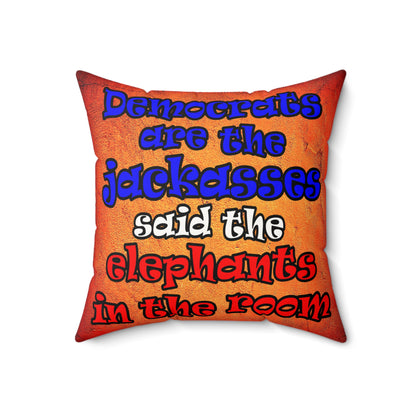 donkeys and elephants - Faux Suede Square Pillow - (burnt orange)