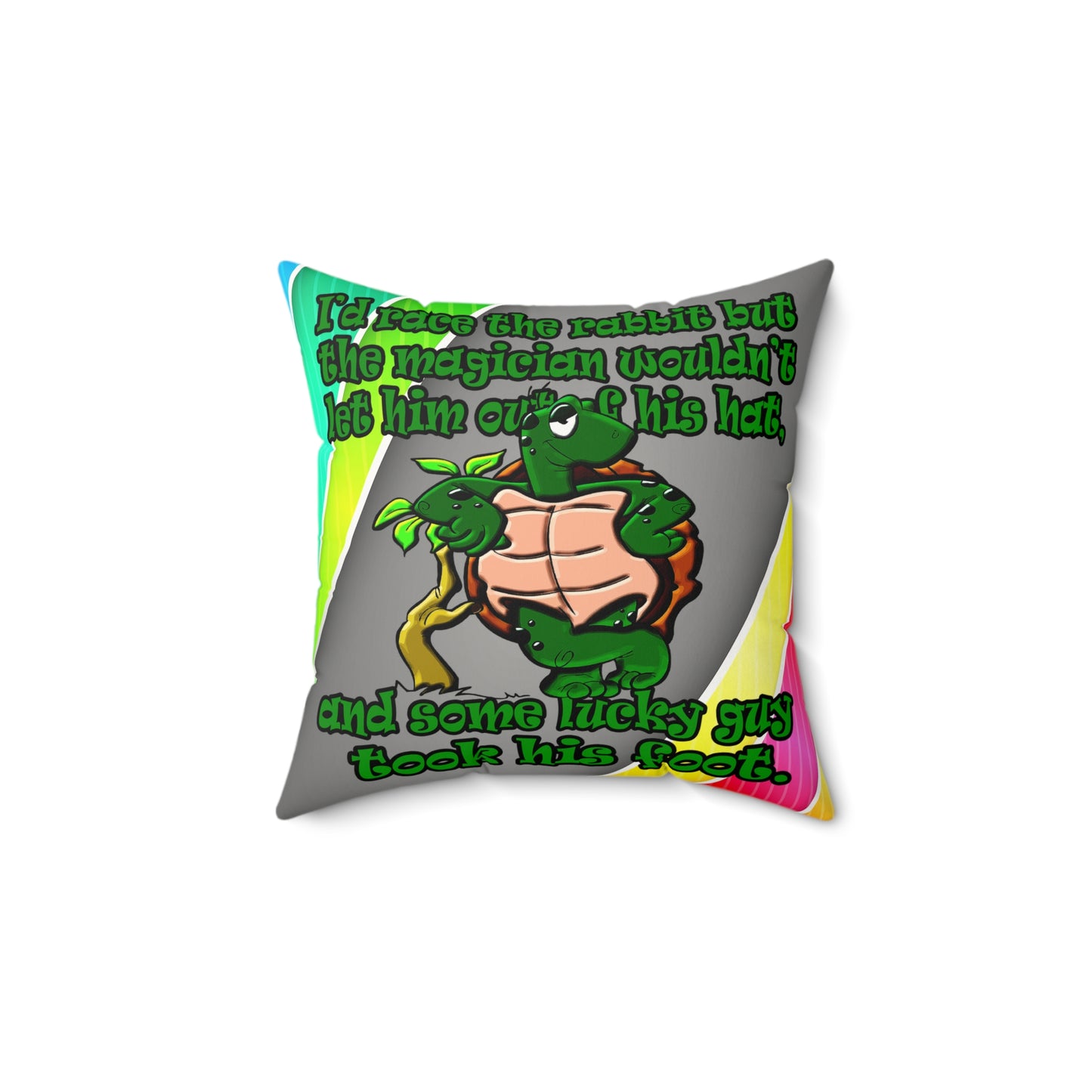 turtle race - Faux Suede Square Pillow - (rainbow split)