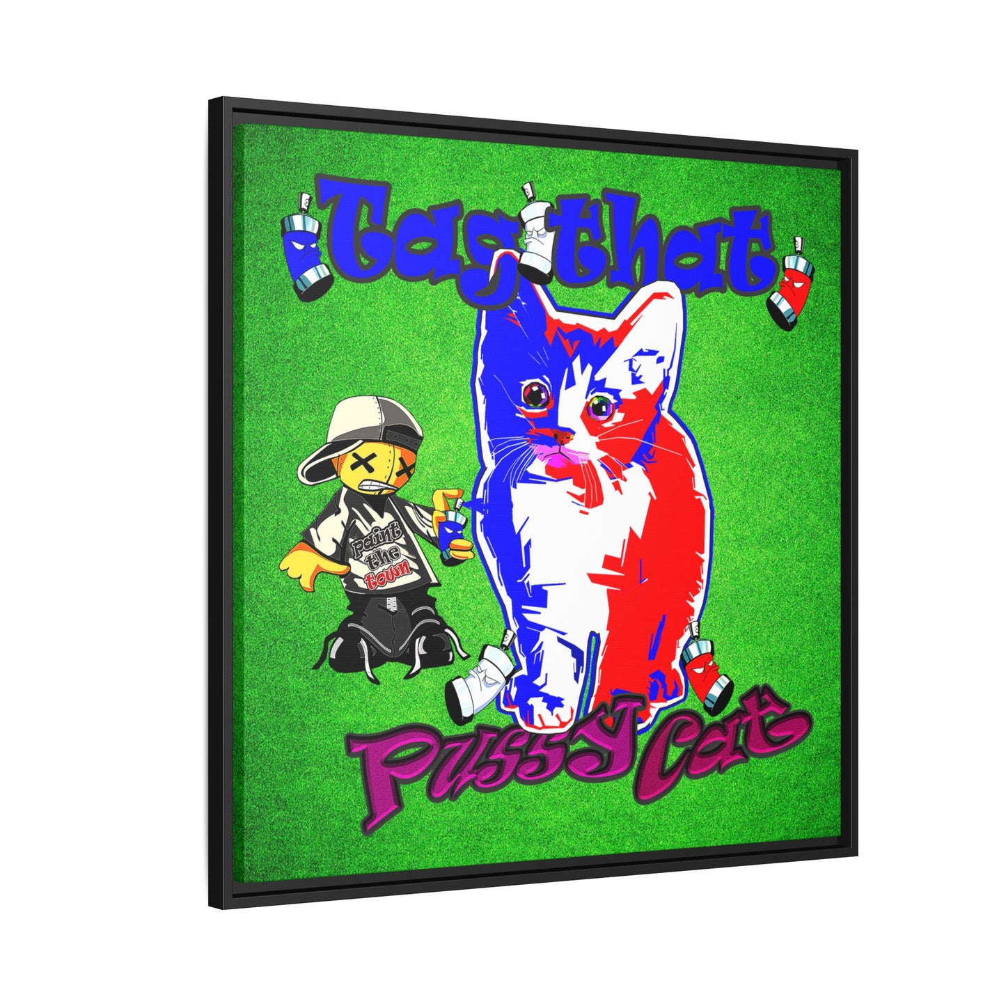 tag that - framed canvas art (green turf)