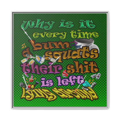 the bum's shit - framed canvas art (logo green)