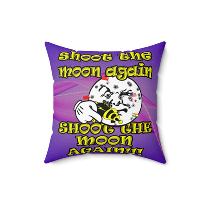 shoot the moon again - Spun Polyester Square Pillow - (purple-pink wave)