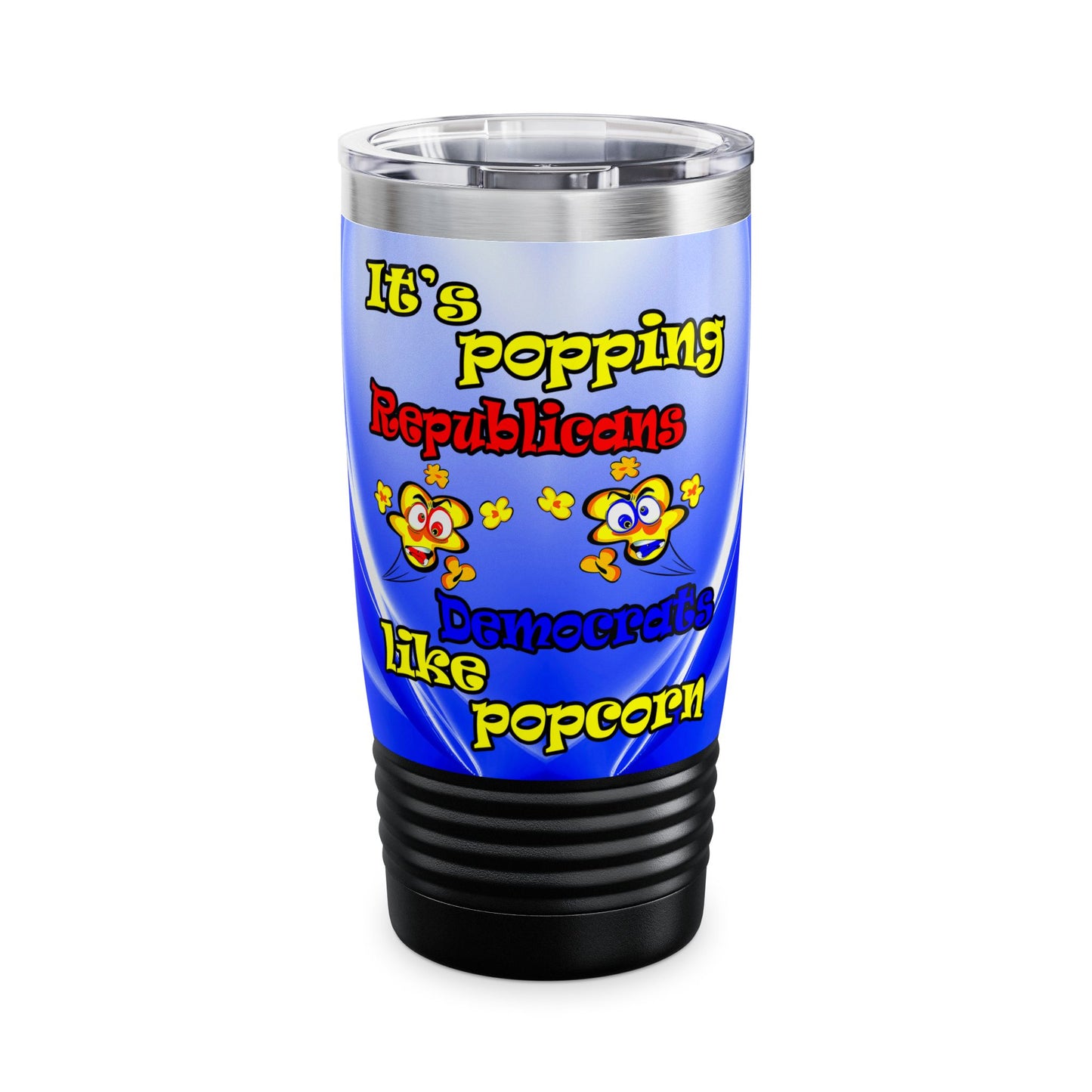 popping like popcorn - Ringneck Tumbler, 20oz (blue-white wave)