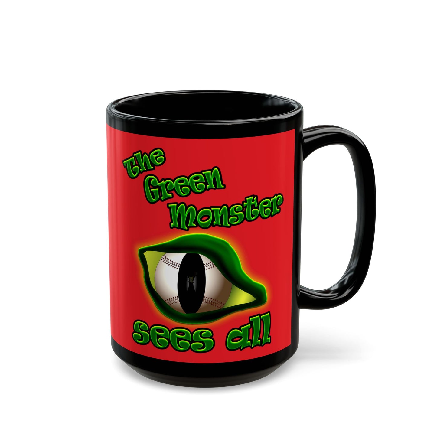 green monster - Black Mug (red)