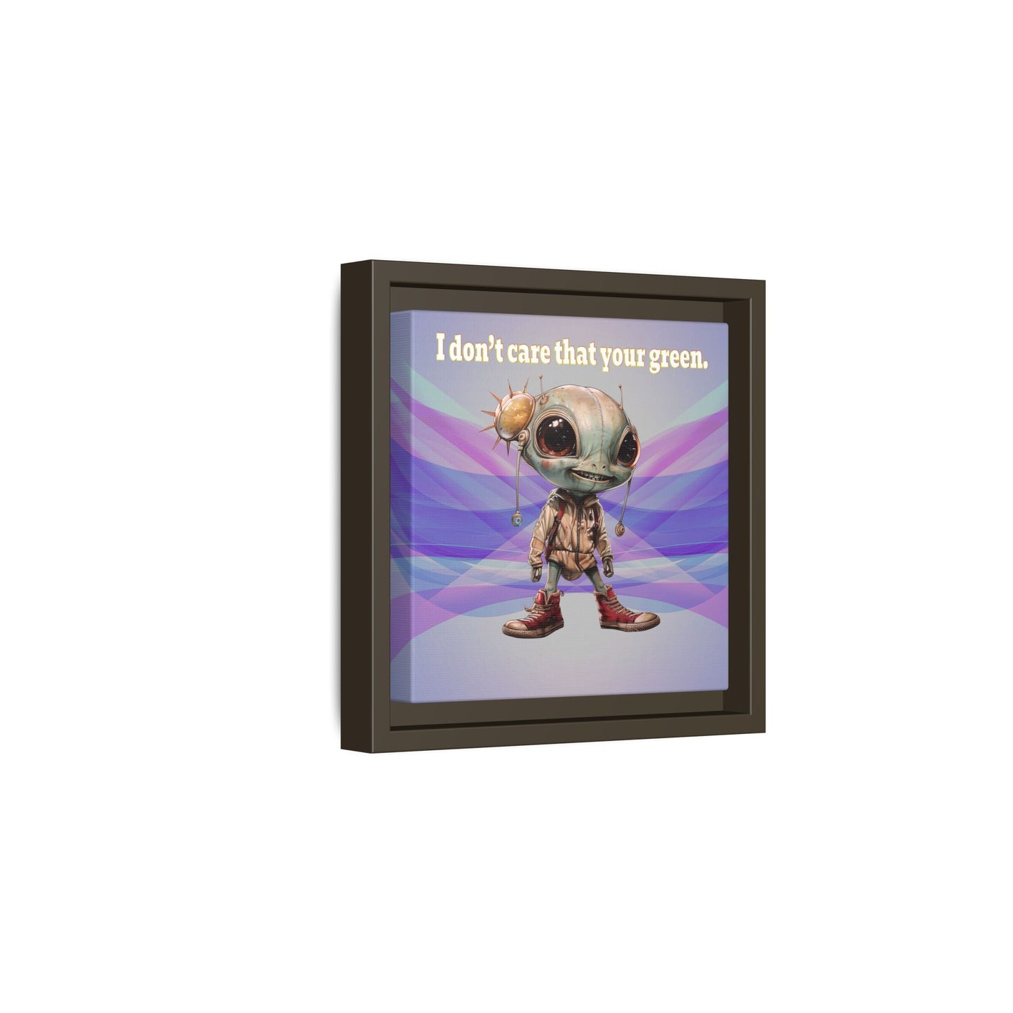 I don't care that your green - framed canvas art (light blue-pink wave)