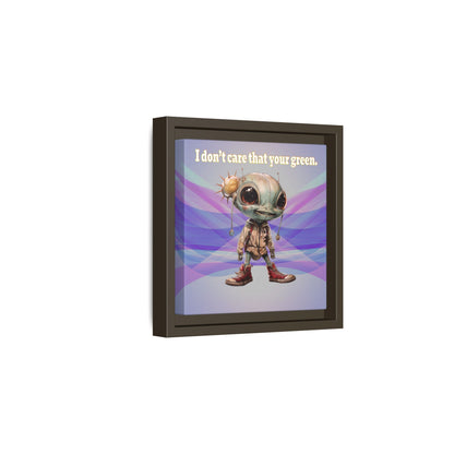I don't care that your green - framed canvas art (light blue-pink wave)