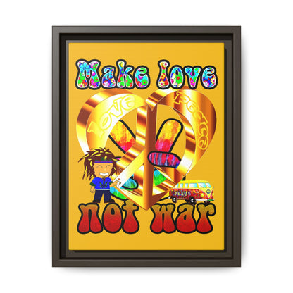 love peace - framed canvas art (yellow)