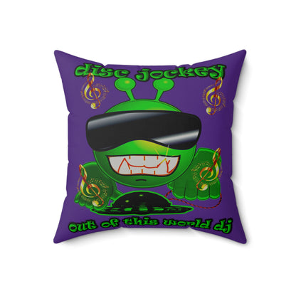 disc jockey - Faux Suede Square Pillow - (purple)