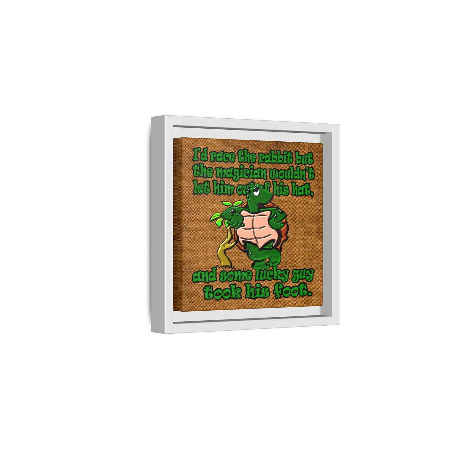 turtle race - framed canvas art (brown papyrus)