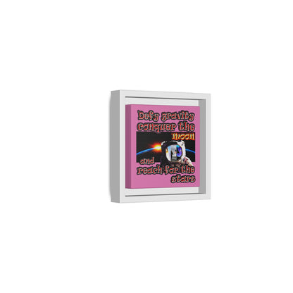 defy conquer reach - framed canvas art (light pink)