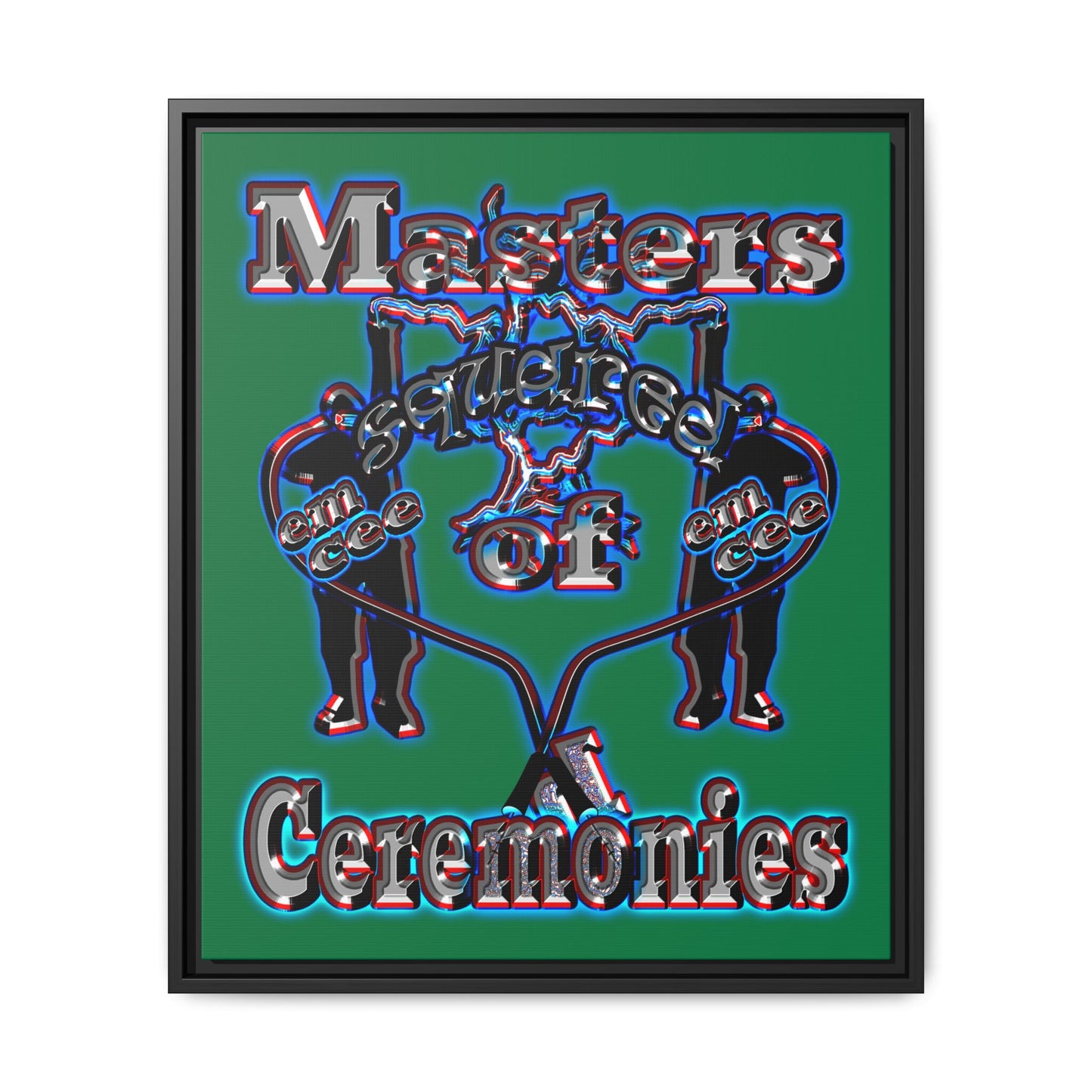 em cee squared - framed canvas art (dark green)