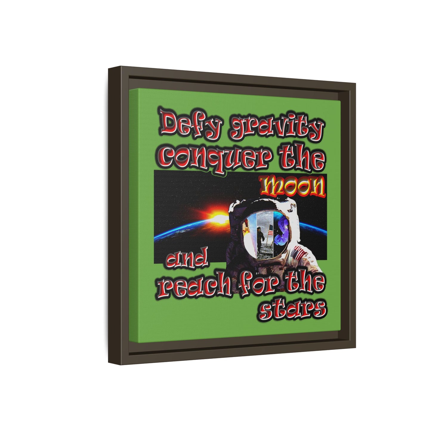 defy conquer reach - framed canvas art (green)