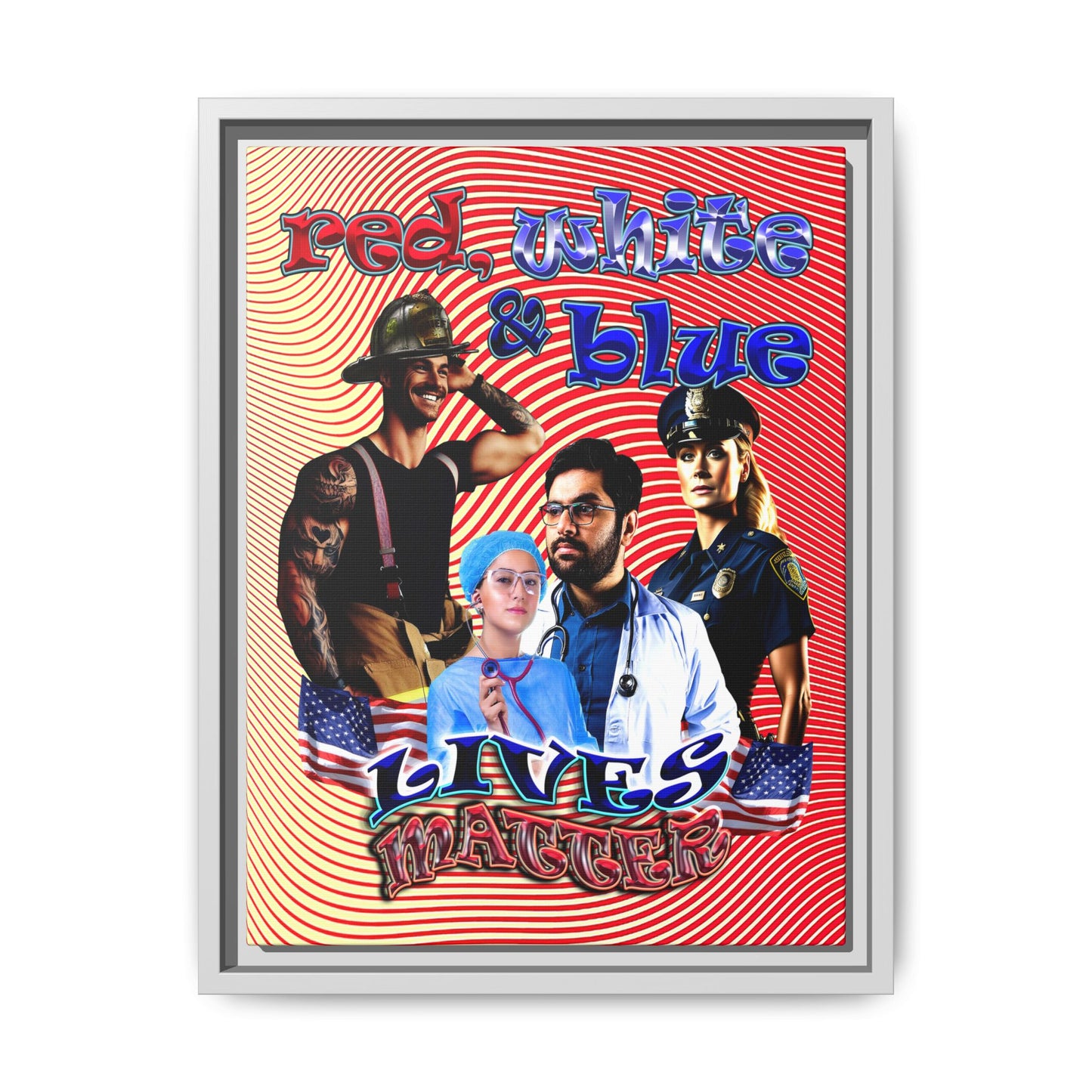 rw&b lives matter - framed canvas art (yellow-orange wave)