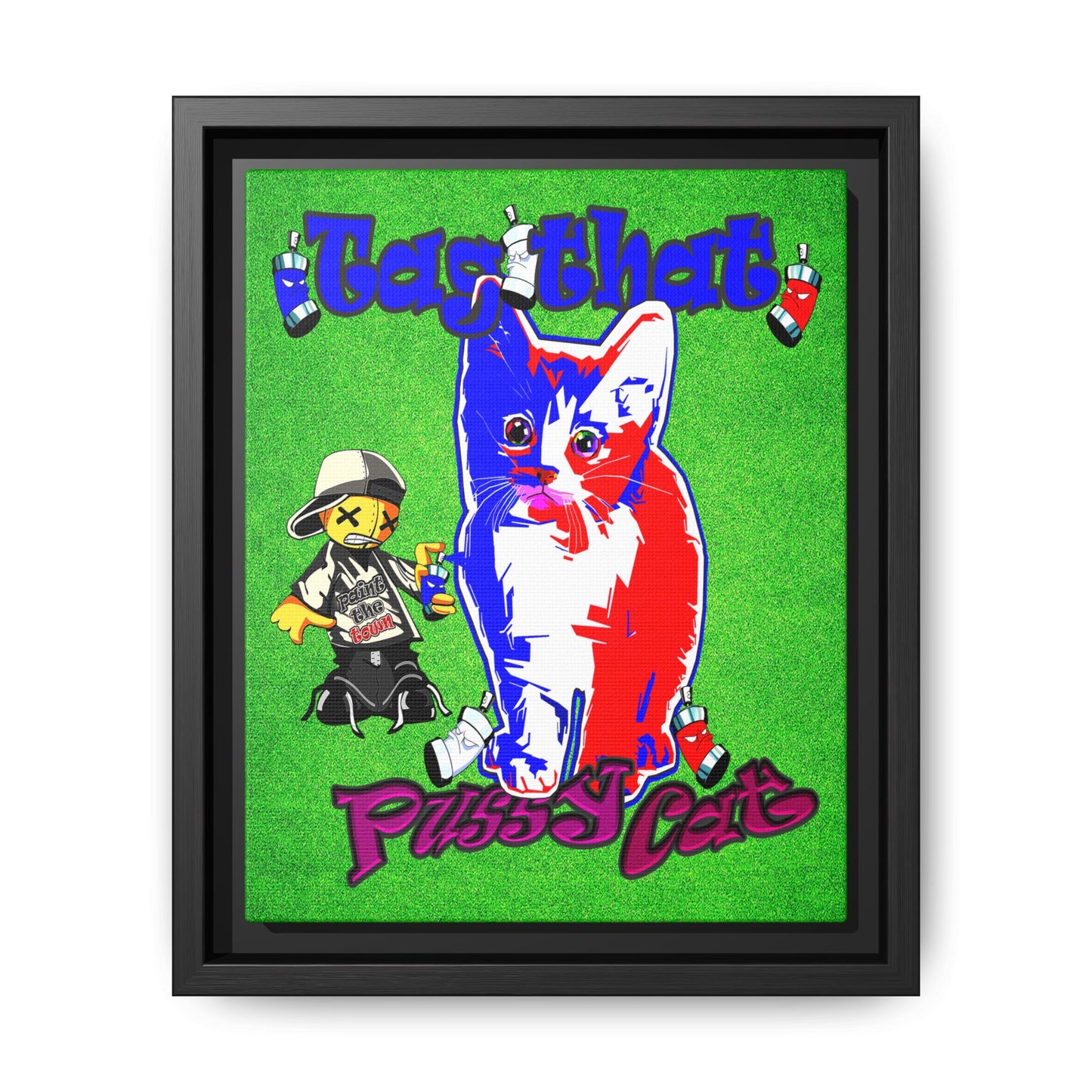 tag that - framed canvas art (green turf)