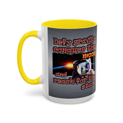 defy conquer reach - Accent Mug (brushed nickel)