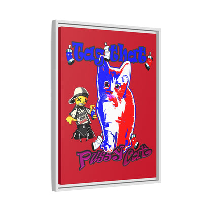 tag that - framed canvas art (dark red)