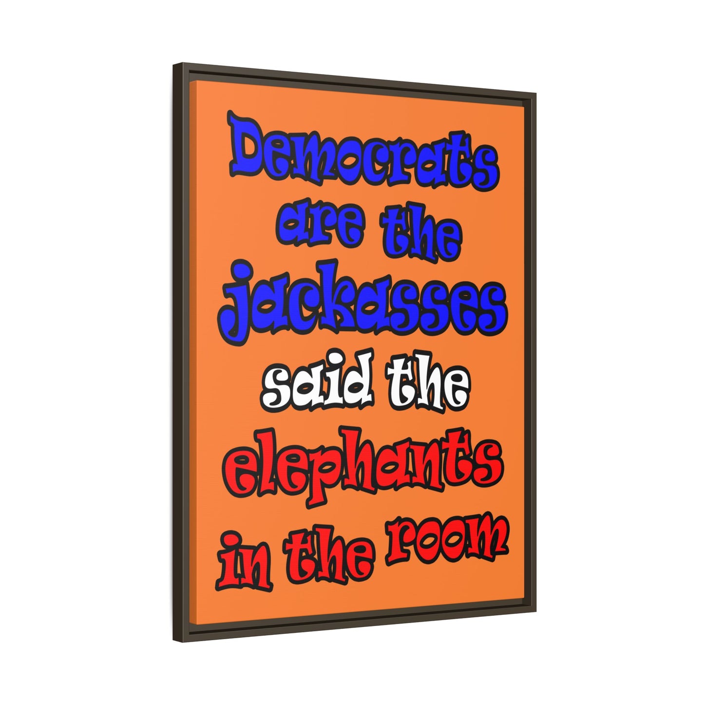 donkeys and elephants - framed canvas art (crusta)