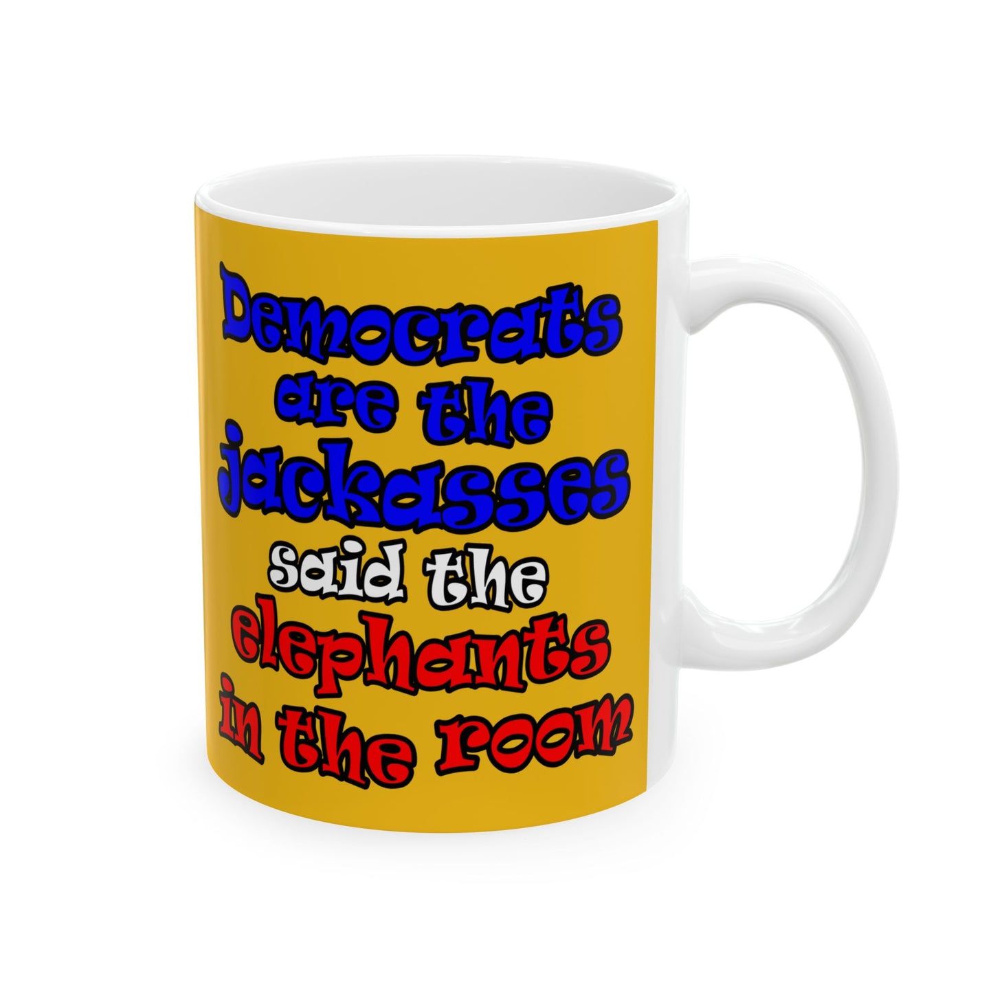 donkeys and elephants - White Mug (yellow)