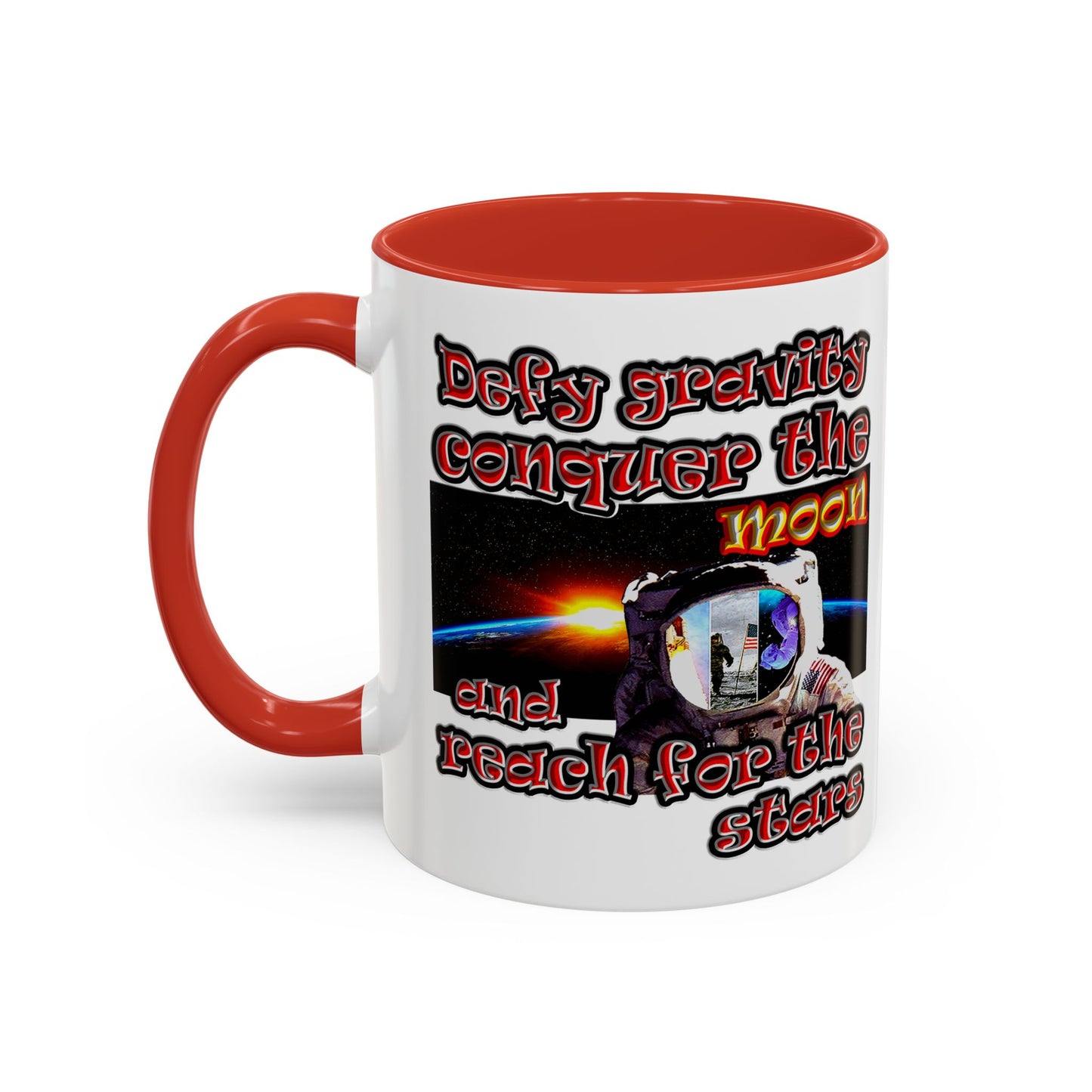 defy conquer reach - Accent Mug (white)