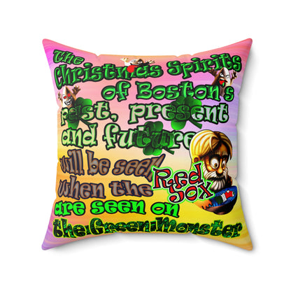 christmas spirits of boston - Spun Polyester Square Pillow - (color blur)