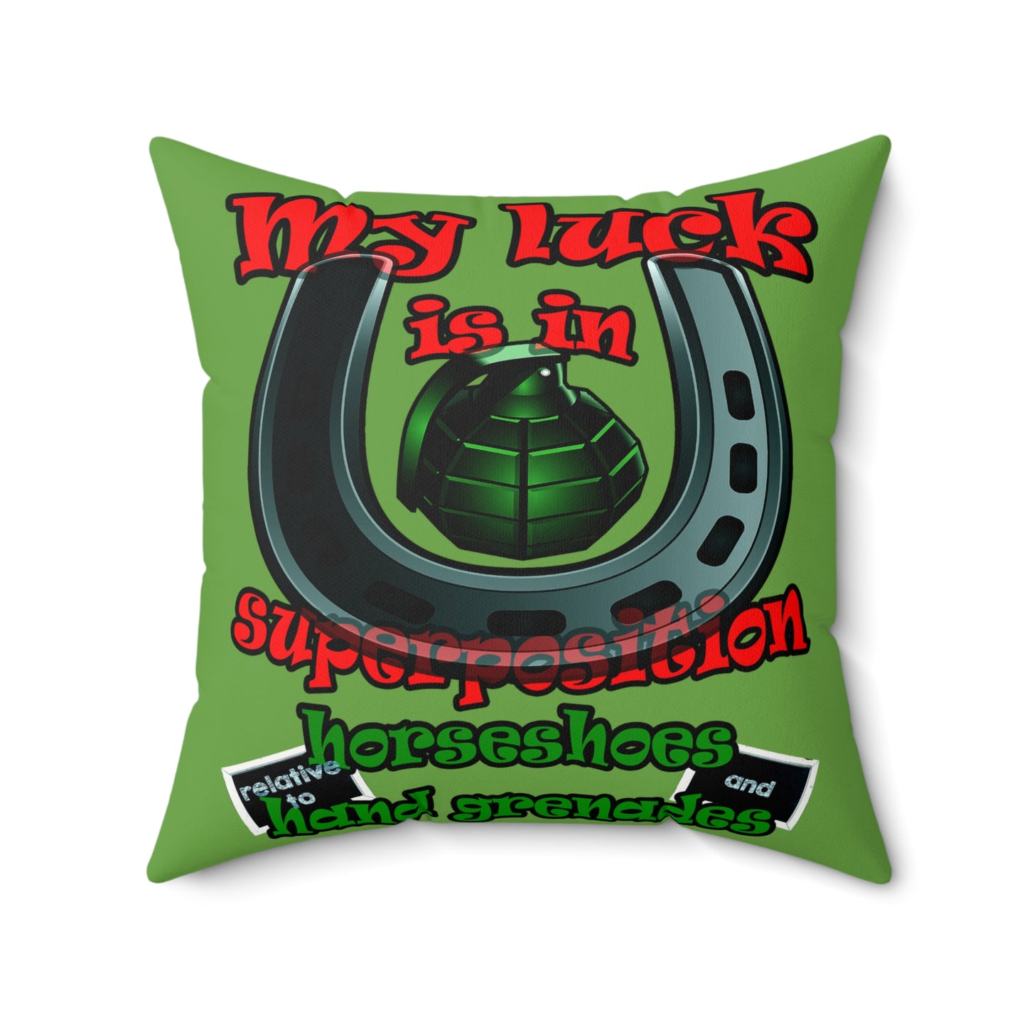 my luck - Faux Suede Square Pillow - (green)