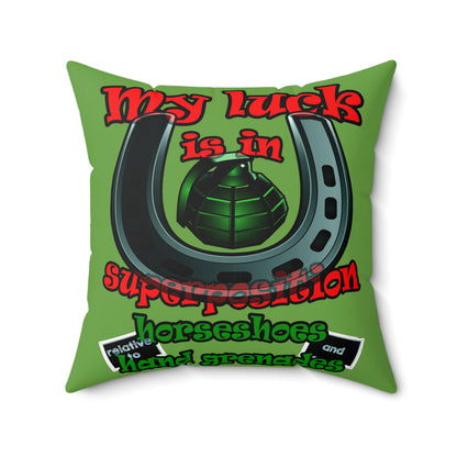 my luck - Faux Suede Square Pillow - (green)