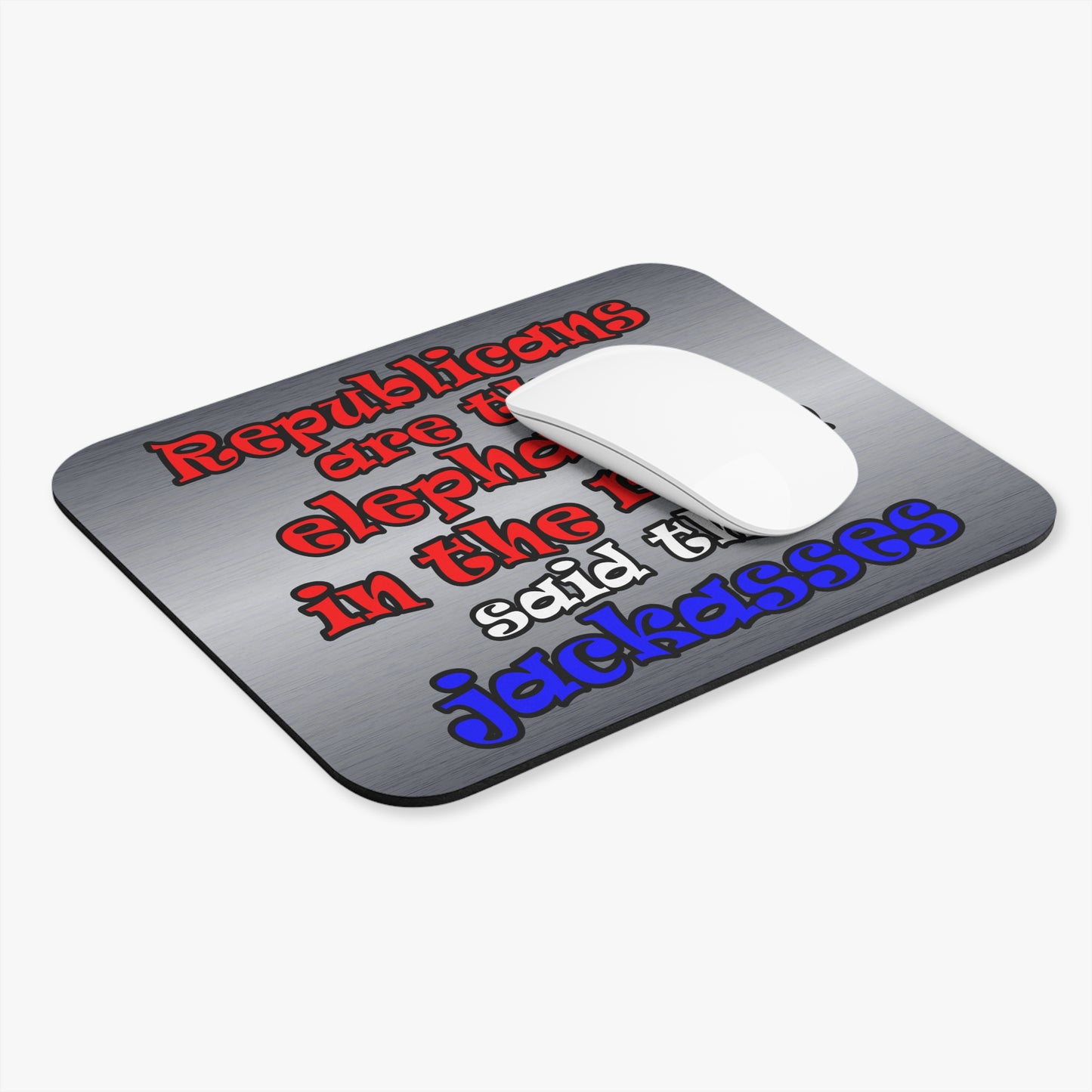 donkeys and elephants - Mouse Pad (Rectangle) (brushed nickel)