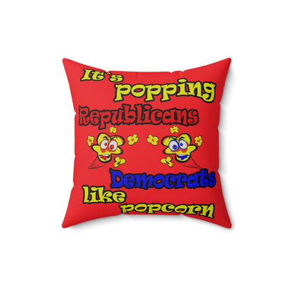 popping like popcorn - Spun Polyester Square Pillow - (red)