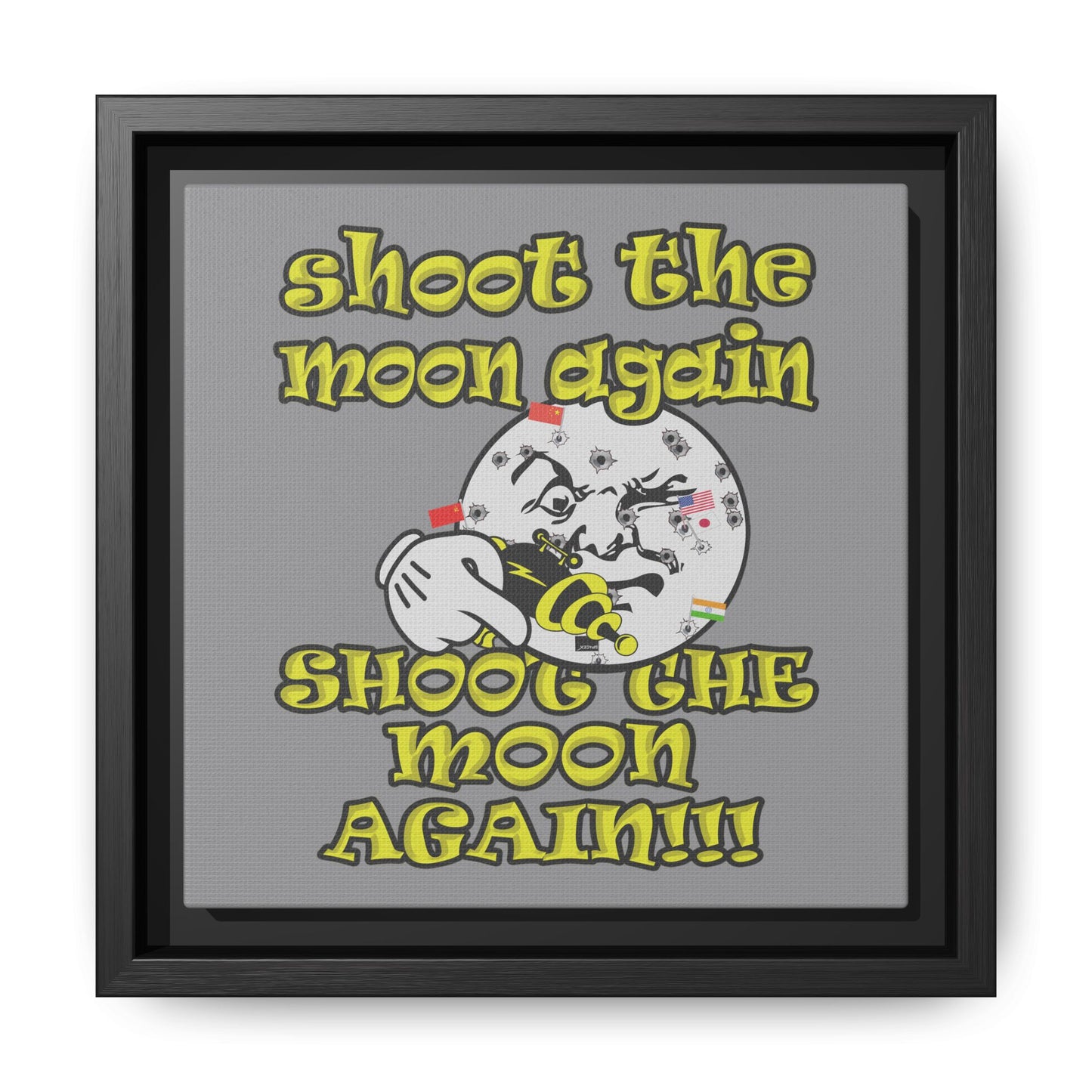 shoot the moon again - framed canvas art (grey)