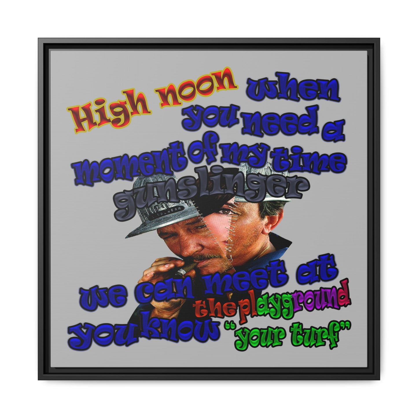 high noon - framed canvas art (light grey)