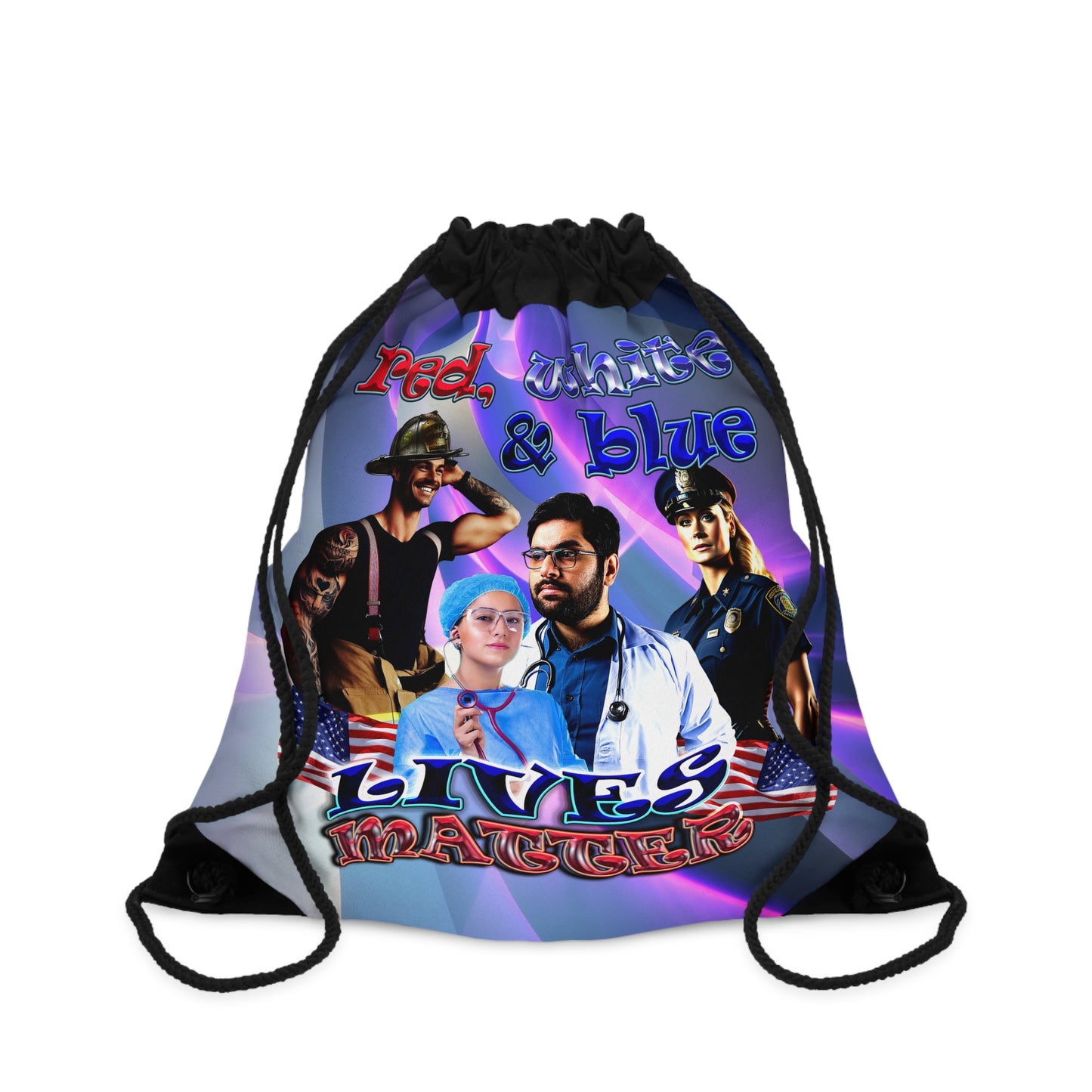 rw&b lives matter - Drawstring Bag (grey-pink wave)
