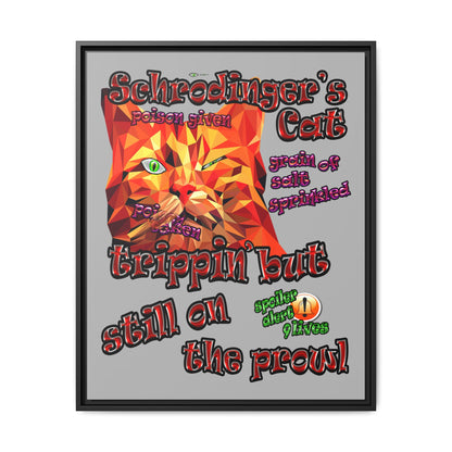 schrodinger's cat - framed canvas art (light grey)