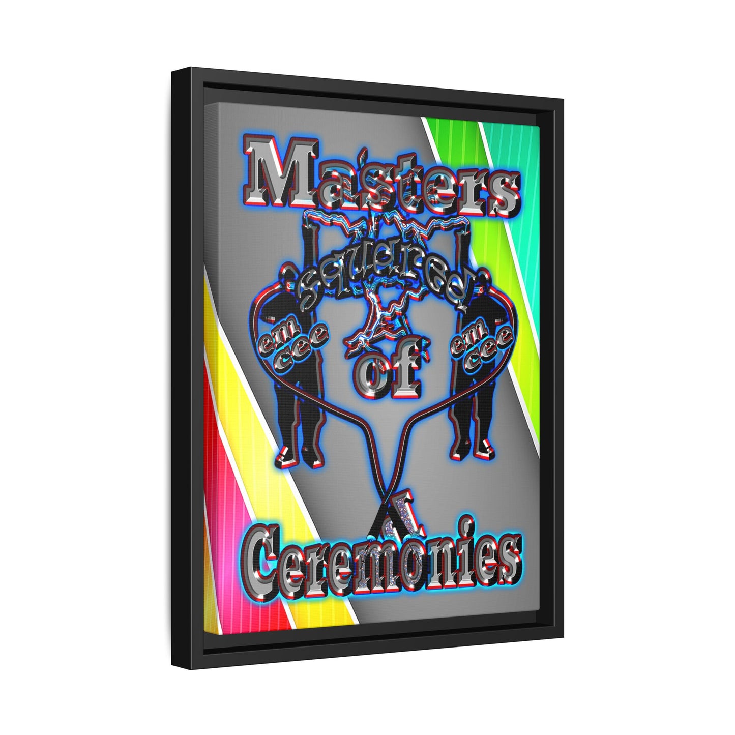 em cee squared - framed canvas art (rainbow split)