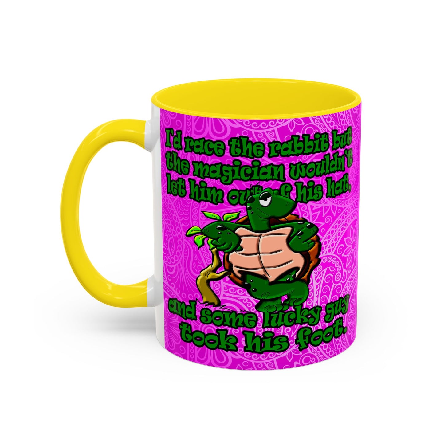 turtle race - Accent Mug (pink swirl)