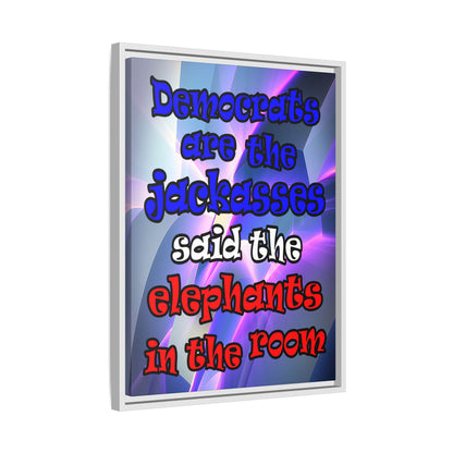 donkeys and elephants - framed canvas art (grey-pink wave)