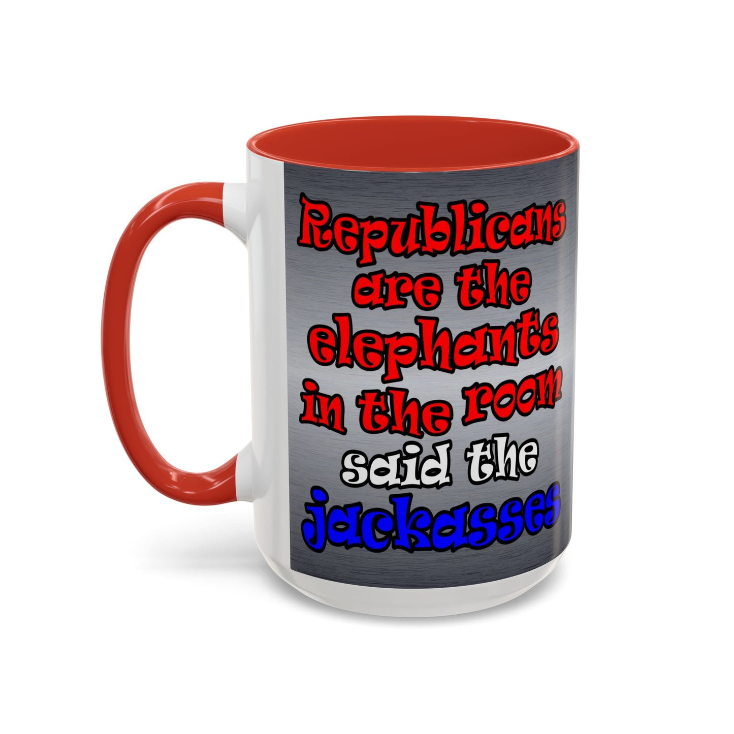 donkeys and elephants - Accent Mug (brushed nickel)