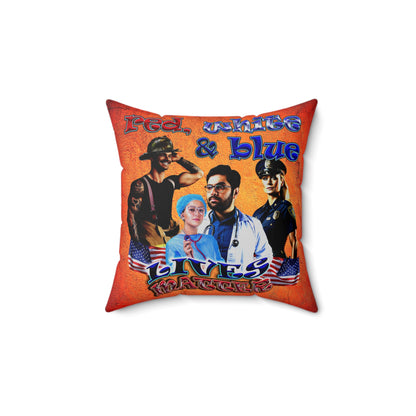 rw&b lives matter - Spun Polyester Square Pillow - (burnt orange)