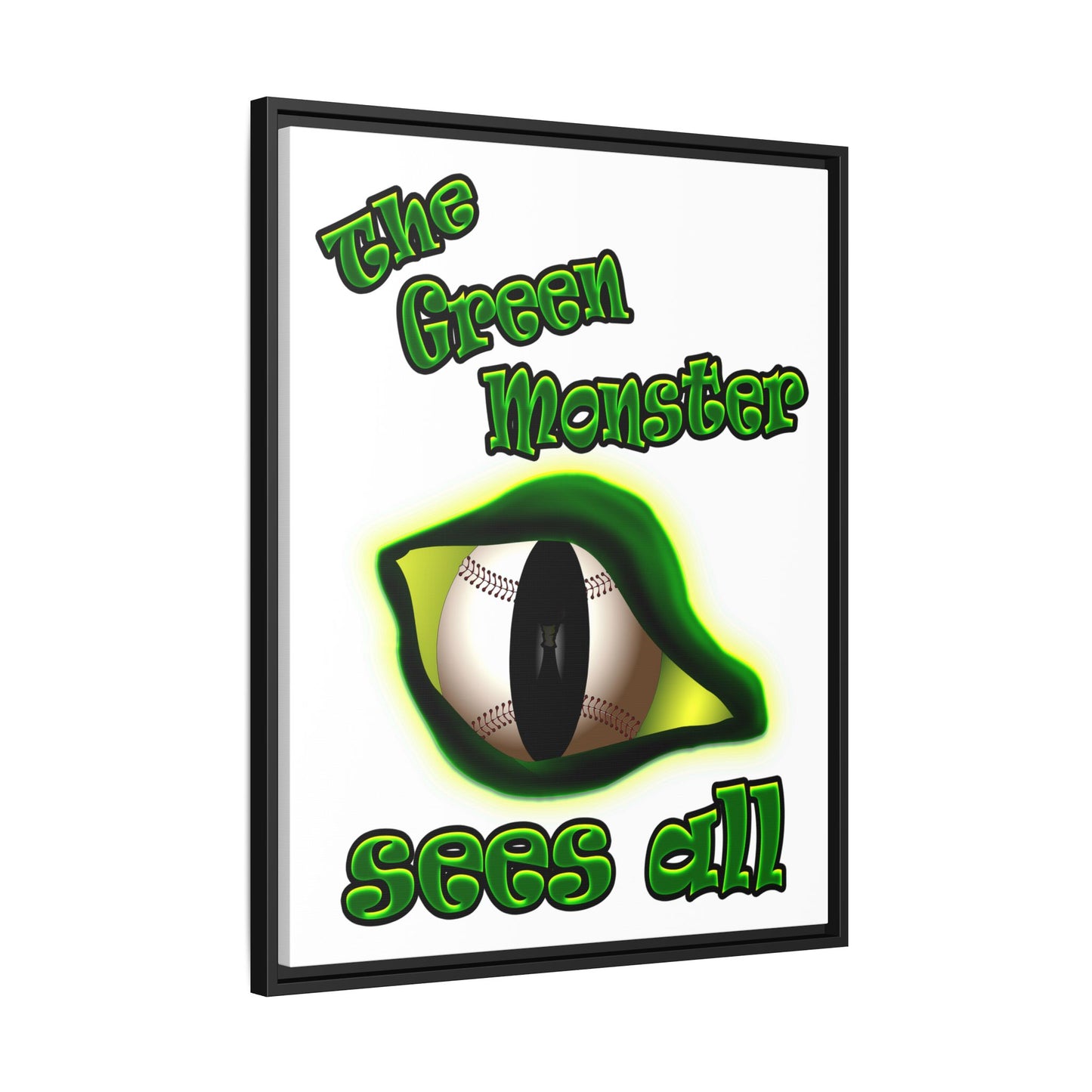 green monster - framed canvas art (white)