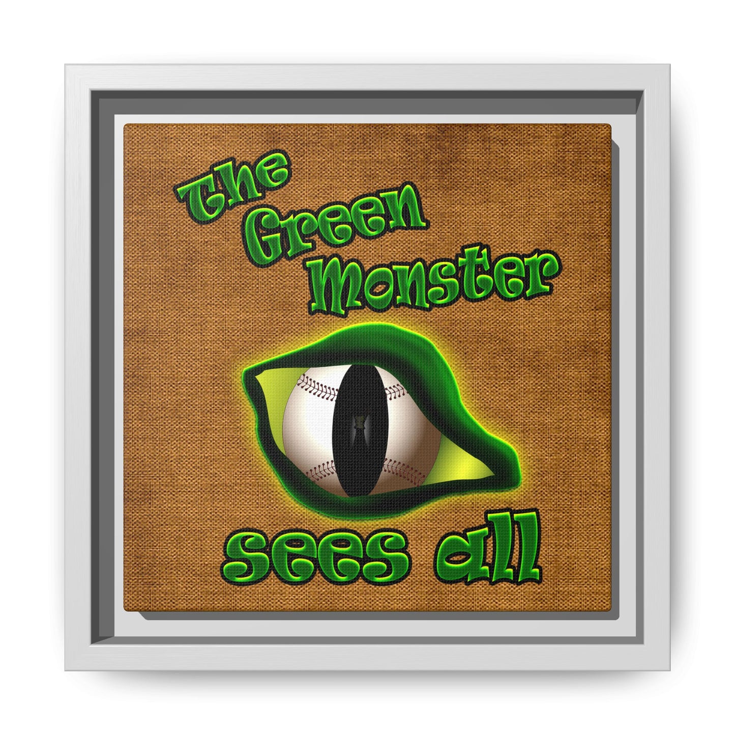 green monster - framed canvas art (brown papyrus)